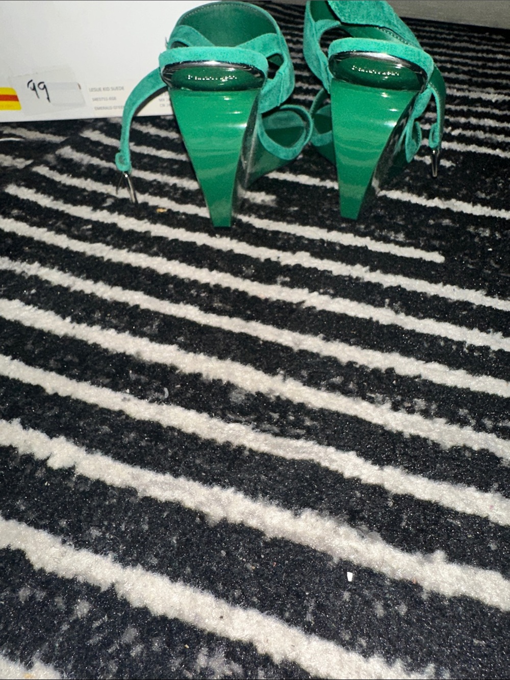 Calvin Klein Emerald Green Suede Strap Block Heels - Picture 3 of 5